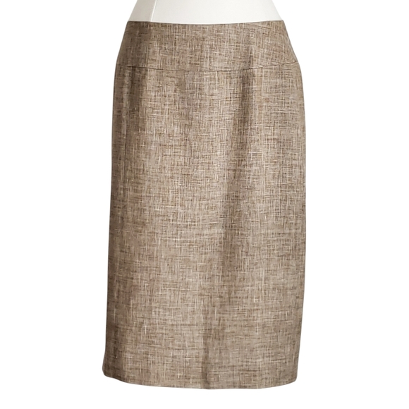 Lafayette 148 Light Brown Linen Blend Pencil Skirt - Picture 1 of 6